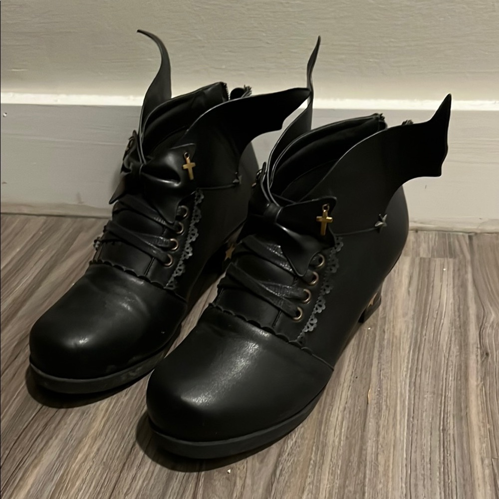 Black Women's Gothic Lolita style Ankle Boots
